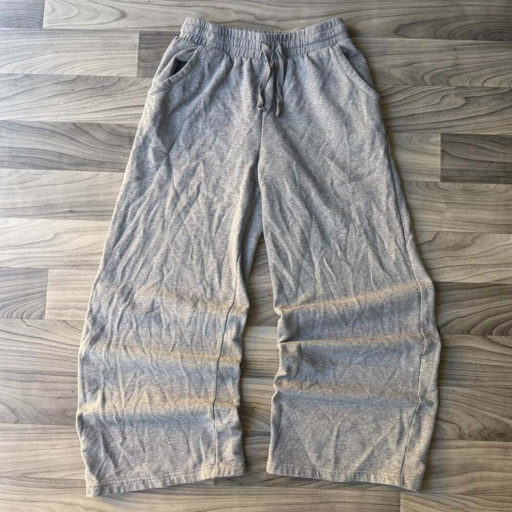 Colsie Wide Leg Sweatpants Size M Grey Drawstring Casual